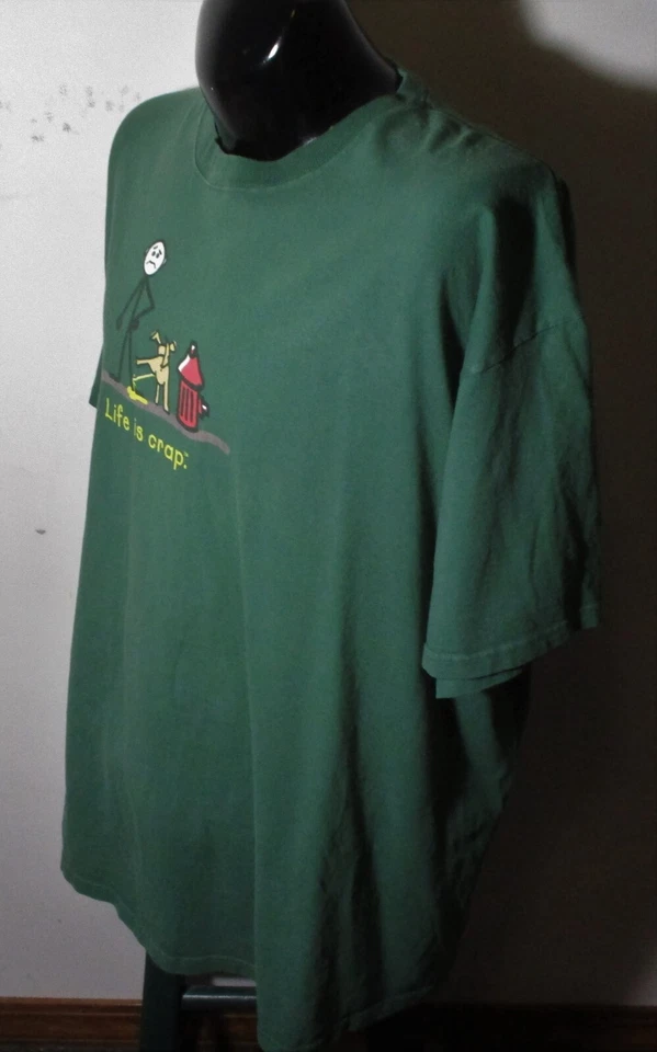 LIFE is CRAP Green Short Sleeve T-Shirt Size XXL - Image 4 of 4