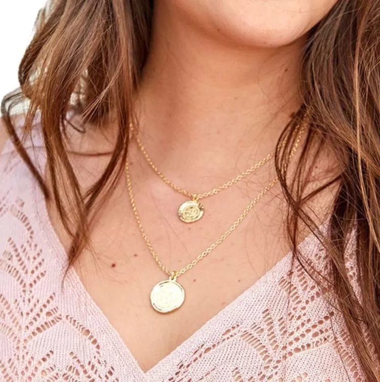 NEW NWT Amber Sceats Gold Layered Double Coin Necklace eBay