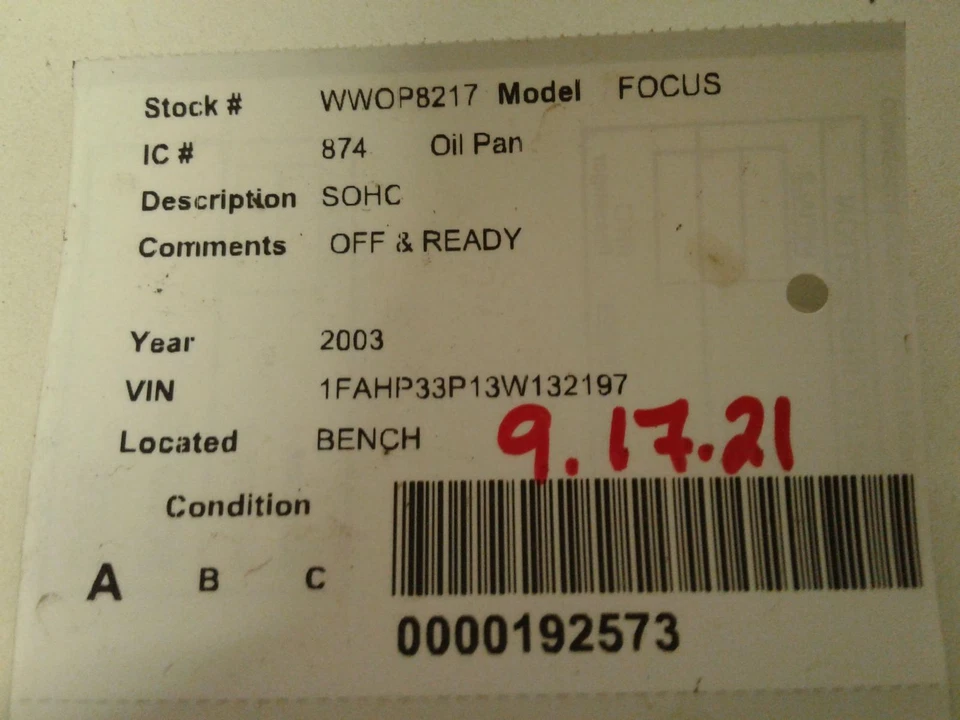 Used Engine Oil Pan fits: 2003 Ford Focus SOHC Grade A Foto 4 de 4