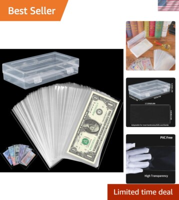 #ad #ad 200 Clear OPP Currency Sleeves with Box Display and Store Your Collectibles $15.99