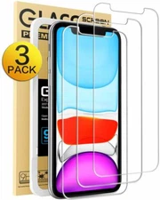 Mkeke Compatible with iPhone XR & 11 Screen Protector Tempered Glass Film 3-Pack