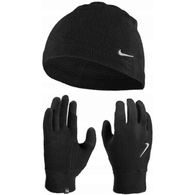 Nike Set Mütze + Laufhandschuhe Fleece Damen Herren Joggen Ski Touchscreen Warm