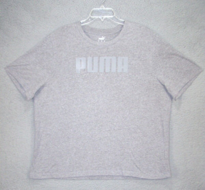 Puma Shirt Adult XXL 2XL Gray Graphic Big Logo Crew Neck Short Sleeve Crew Men's