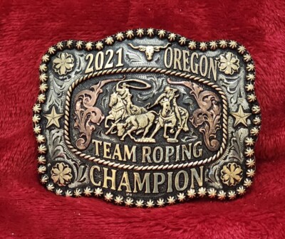 CHAMPION TROPHY BUCKLE PROFESSIONAL TEAM ROPING OREGON 2021 RARE 891