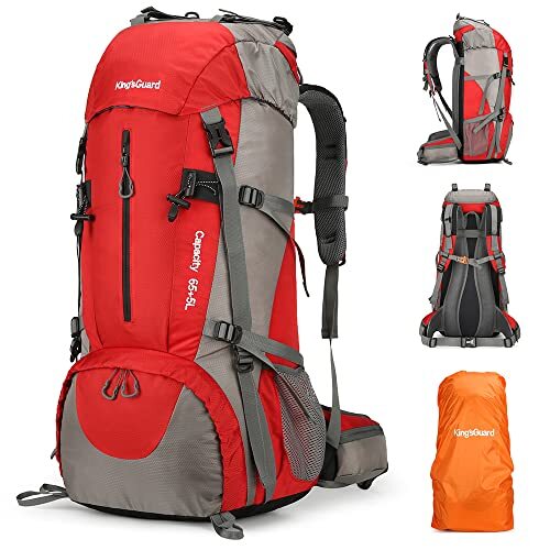 Mochila de Senderismo King'sGuard 70L Grande Ligera Impermeable Camping Roja - Imagen 1 de 6