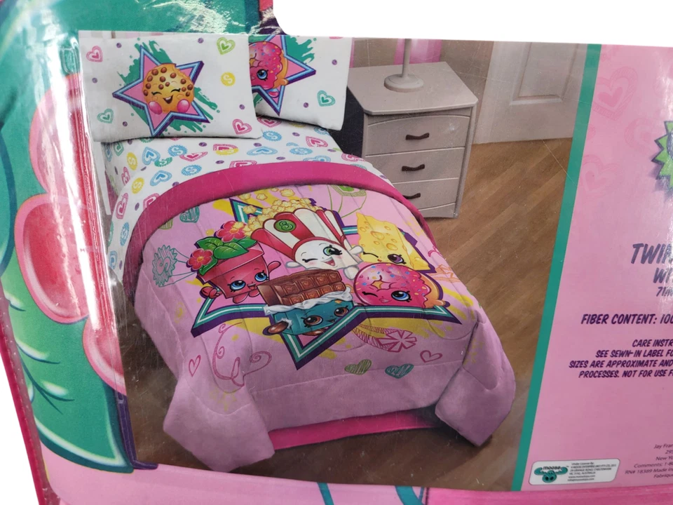 Edredón Shopkins Party Rosa Doble/Completo con Reverso de Felpa 71"X86" Bolsa DMG Foto 4 de 4