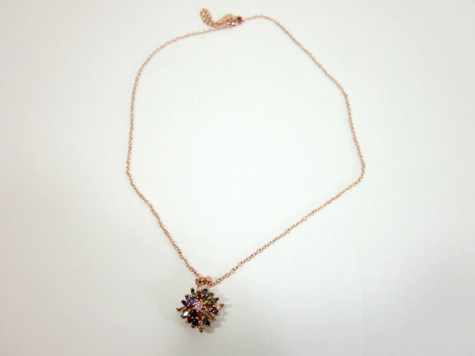 CONJUNTO DE JOIAS BAMOER BANHADO A OURO ROSA 18K MULTICOLORIDO ZIRCÔNIA CÚBICA, NOVO COM CAIXA - Imagem 2 de 4