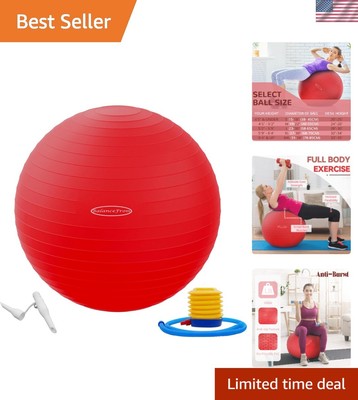 Anti-Burst Yoga & Fitness Ball - Slip Resistant, 2,000 lbs Capacity, with Pump