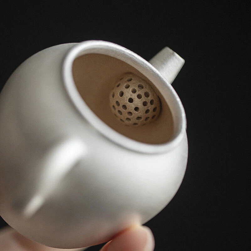 Pure Silver Tea Pot Ball Shaped Infuser Holes Sterling Silver Ceramic Pot 3.4oz - Image 4 of 4