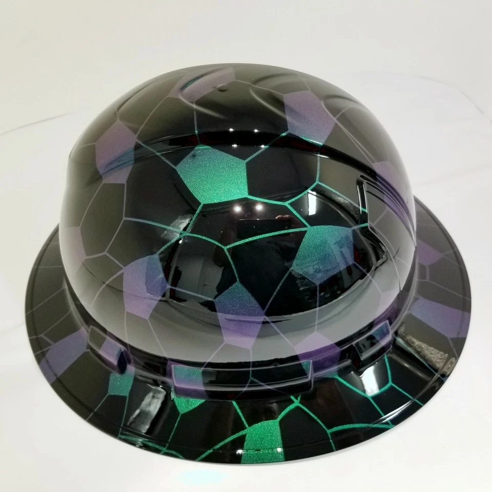 Sombrero duro de ala completa personalizado hidro sumergido cambio de color hexagonal camuflaje negro súper enfermo  Foto 4 de 4