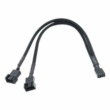 Image of 4 pin PWM Fan Y Splitter Black Sleeved Extension Cable Lead 26cm GPU CPU