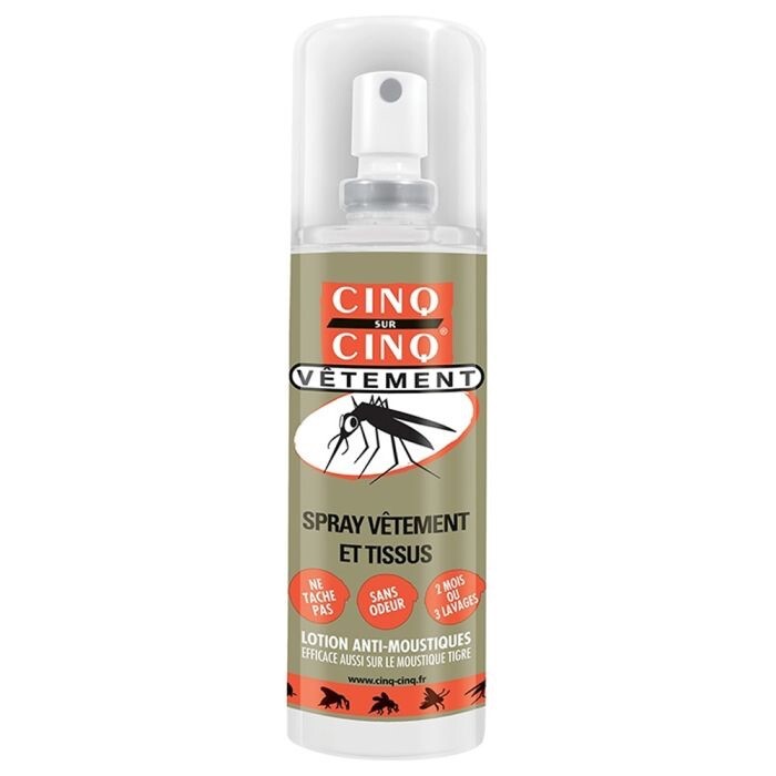 Cinq Sur Cinq vêtements spray anti moustiques pour textile et voyage en zone tropicale 100ml