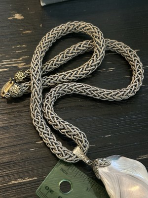 Vintage Miriam Haskell necklace Botswanan Agate on a woven cord necklace rare