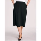 NEW Black Sz Large Elastic Waist Stretchy Easy Care Crepe Skirt Side Pockets