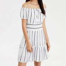 American Eagle Outfitters Women's Striped Off the Shoulder Dress in size L NWT