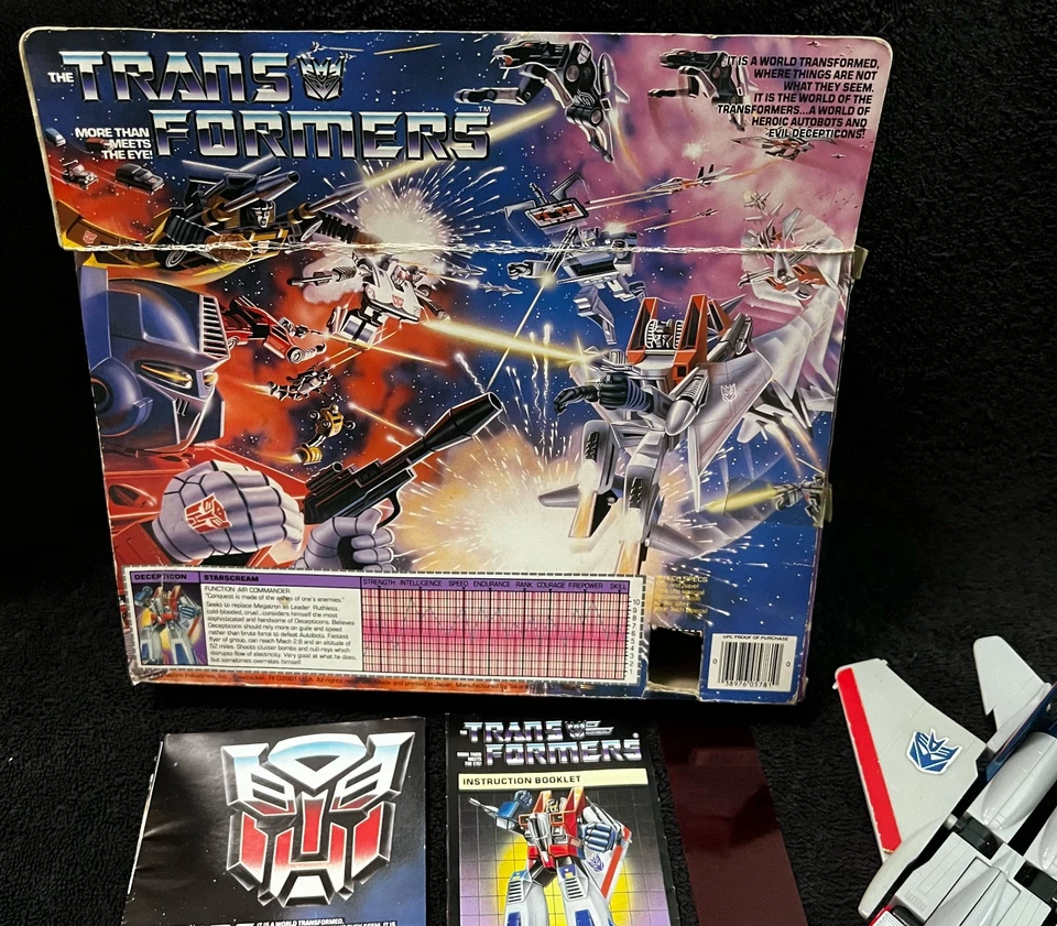 G1 1984 STARSCREAM • COMPLETE PRE RUB • BOX & INSERTS • VINTAGE G1 TRANSFORMERS - Image 3 of 4