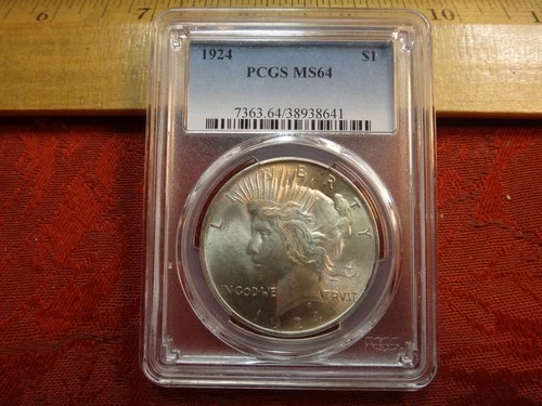 1924 United States Silver Peace Dollar $1 PCGS Graded MS64 - No Reserve