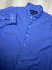 Vintage Polo Ralph Lauren Shirt Men Sz 17-33 Blue Yarmouth Dress Pinpoint Oxford