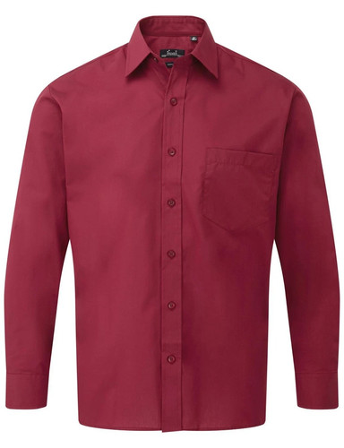 Mens Long Sleeve Premier Poplin Shirt Plain Classic Stylish Pocket All Sizes - Picture 15 of 38