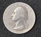 1941 Washington Silver Quarter 90% Silver 25c Philadelphia Mint Circulated