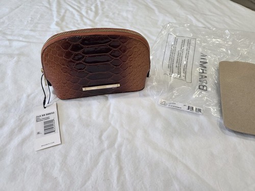 Brahmin Tina Cosmetic Bag Foliage Lakewood Embossed Snake Leather Rare