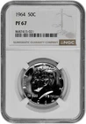 1964 50C Silver Proof Kennedy Half Dollar NGC Graded PF 67 in New Holder