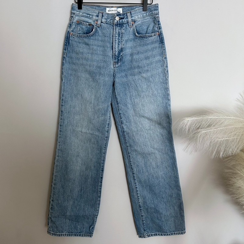 Denim Forum The Farrah Hi Rise Wide Leg Jeans 25 100% Cotton NWOT
