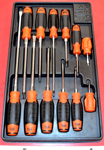 Mac Tools 12 Piece Combination Screwdriver Set In Orange-**EXCELLENT CONDITION**
