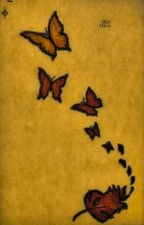 Butterflies And Heart 1970's VINTAGE CLASSIC IRON ON TRANSFER