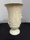 McCoy Pottery NM USA Sailboat Vase Matte Ivory Vintage 9 1/4”
