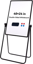 40"x24" Magnetic Double-Sided Dry Erase Board with Adjustable Stand  Easel