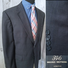 Brooks Brothers 346 Men Navy Blue Tonal Plaid Blazer 42R Sports Coat Jacket