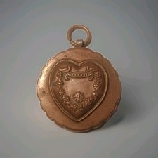 Ancien Mini Moule Cuivre Allemand Coeur Oiseaux Fleurs Dinette Maison Poupée 