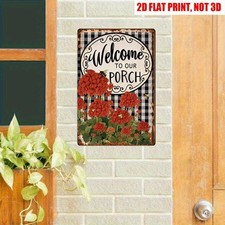 Retro Porch Welcome Metal Tin Signs Floral Bee Decor for Country Home Entrances