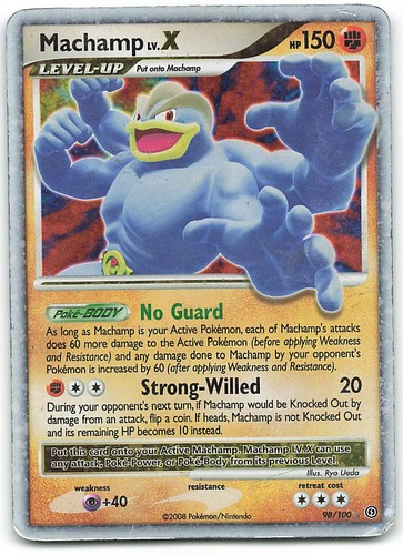 Machamp LV.X 98/100 Holo LV.X Rare Stormfront Pokemon Heavily Played