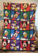 VTG 1990's Disney Twin Comforter Blanket Mickey and Friends Reversible 85 x 64