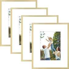 Golden State Art - 8x10 Metal Picture Frames with Mat for 5x7 Photo - Set of 4-8