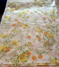 VTG 60's JC PENNY MCM DAISY FLORAL COTTON BLEND FLAT SHEET SZ FULL