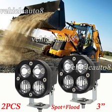 2x 3" LED Work Light Spot Flood Lamps Fit JCB Backhoe 3CX 3C 3DX 4CX 4DX 2C 2CX