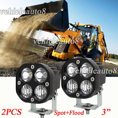 #ad 2x 3quot; LED Work Light Spot Flood Lamps Fit JCB Backhoe 3CX 3C 3DX 4CX 4DX 2C 2CX $25.64