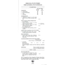 1984 Oregon State Parks General Fee Schedule Leaflet TH2-SF1