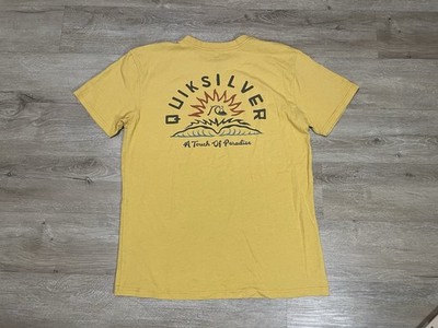 Quicksilver Surf Skate Men s Sz L Yellow Regular Fit T-shirt Short Sleeve