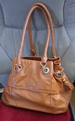 JUDITH RIPKA CAMEL TAN LEATHER MULBERRY BAG TASSELS CHAIN NRNU