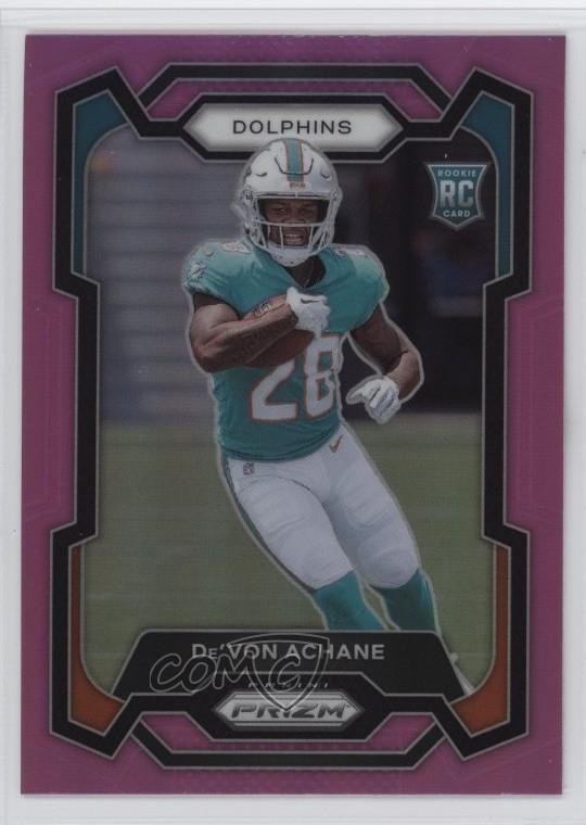 2023 Panini Prizm Rookies Pink Prizm De'Von Achane #365 Rookie RC