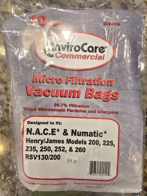 2 N.A.C.E.  Numatic Henry.  James Micro Commercial 604015 200 225 235 250 RSV130