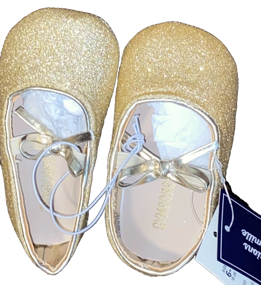 !ВАУ! Новый с Ярлыками 6-12 М GyMbOrEe золото блестящий платье туфли поскользнуться на балетки - Изображение 4 из 4