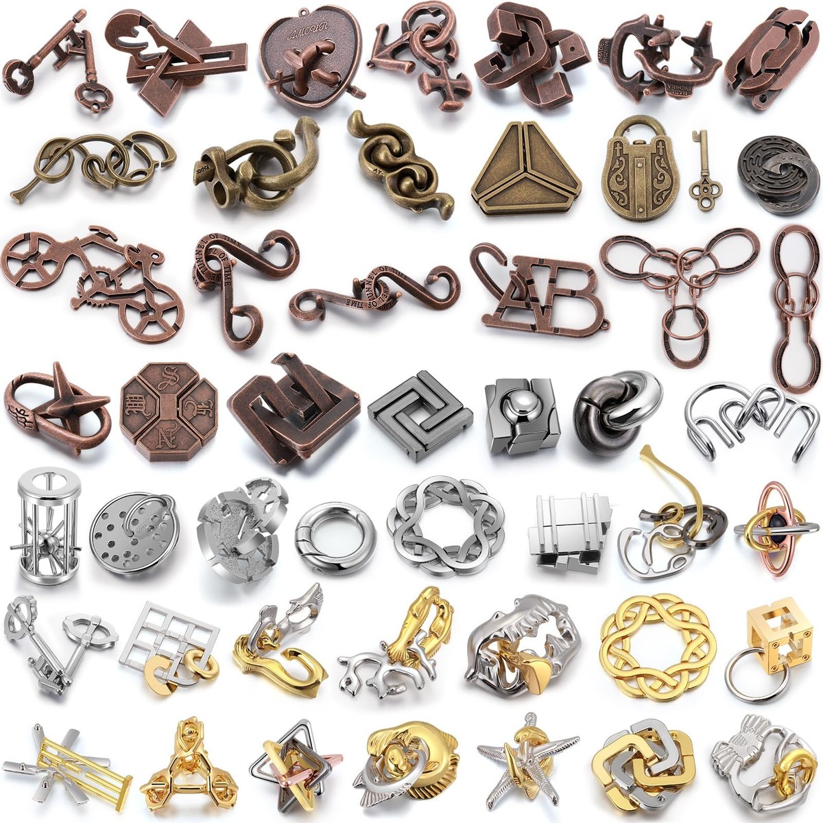 メーカー正規品WANWU LEZHI EDC 高級メタルギミックシリーズ Yilloog 48 Pcs 3D Metal Puzzles Difficult Metal Brain Assortment