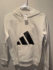 Adidas Youth Large 14/16 Hoodie Cream/White Hoodie Pullover Sweatshirt Logo