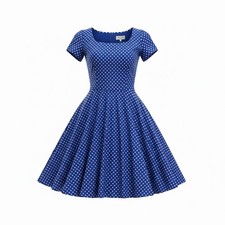 Women's Rockabilly 50s 60s Party Dress Short Sleeve Swing Vintage Evening Dress