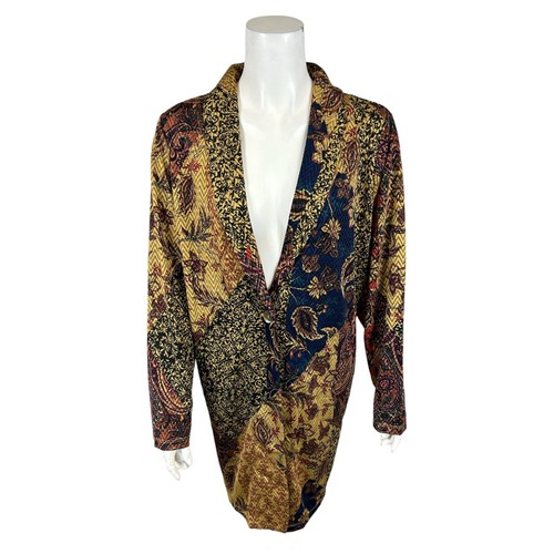 Susan Graver Regular Printed Novelty Knit Jacket w/ Shawl Collar Top 2X Size - 第 1/2 張圖片